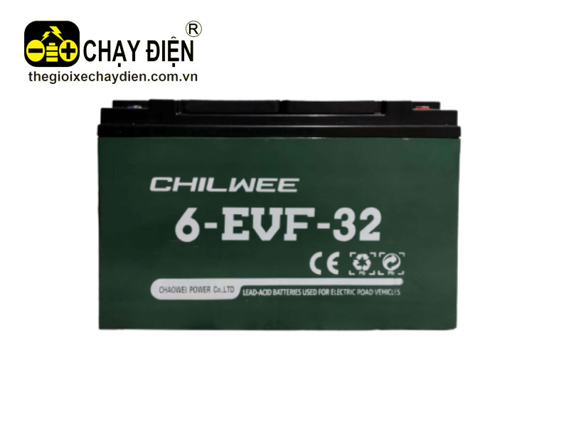 Ắc quy cũ 3 bánh điện chở hàng 12V 32AH