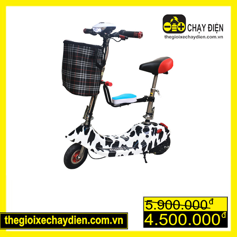 Xe điện gấp Mini E-Scooter giỏ trước và ghế phụ