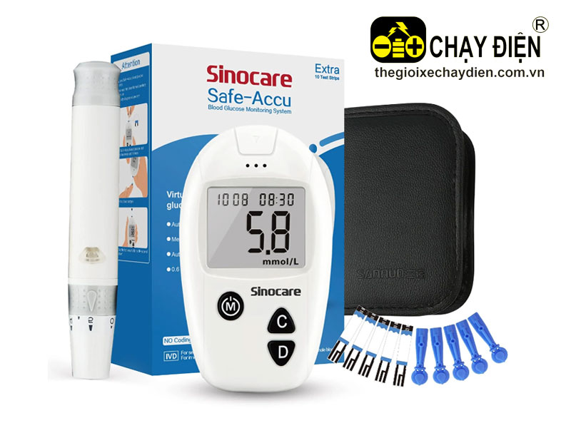 Máy đo đường huyết Sinocare Safe Accu (Tặng 25 Que + 25 Kim)