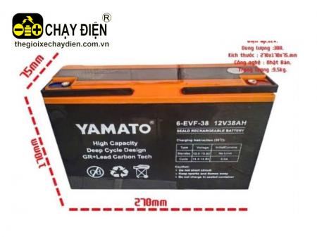 Ắc quy xe 3 bánh điện chở hàng Yamato 12V 38AH