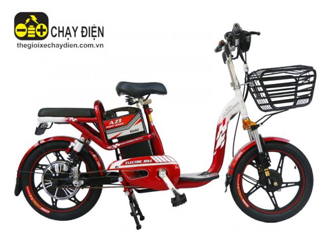 Xe đạp điện Azi Bike 18 inch có giảm xóc Đỏ trắng