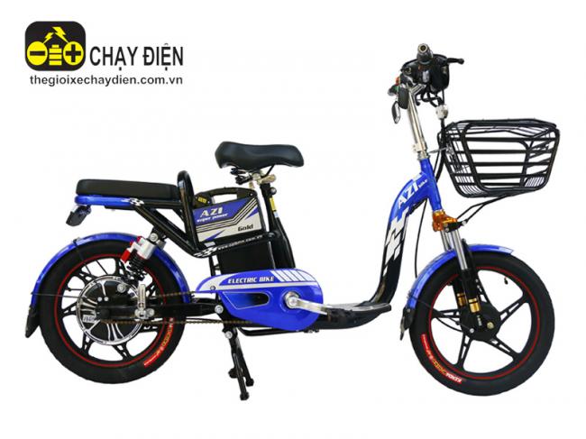 Xe đạp điện Azi Bike 18 inch có giảm xóc Xanh dương đen