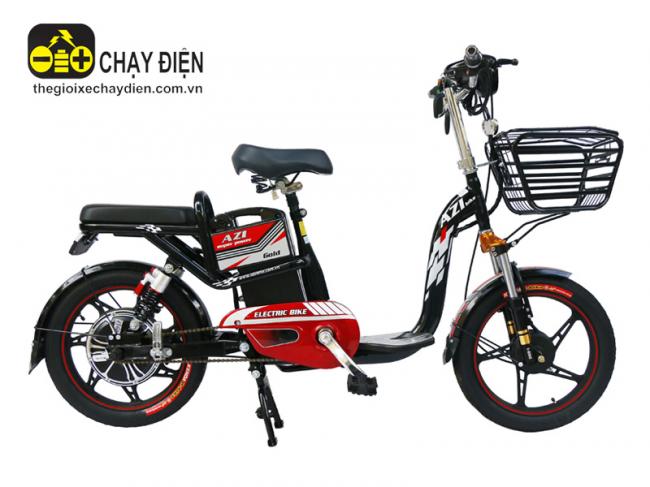 Xe đạp điện Azi Bike 18 inch có giảm xóc Đỏ đen