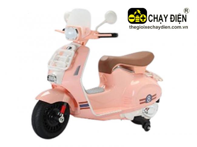 Xe máy điện vespa trẻ em 9001 Hồng cánh sen