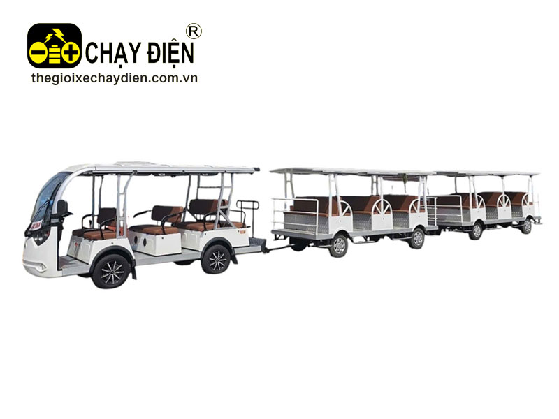 Xe điện du lich gắn rơ móc chở khách