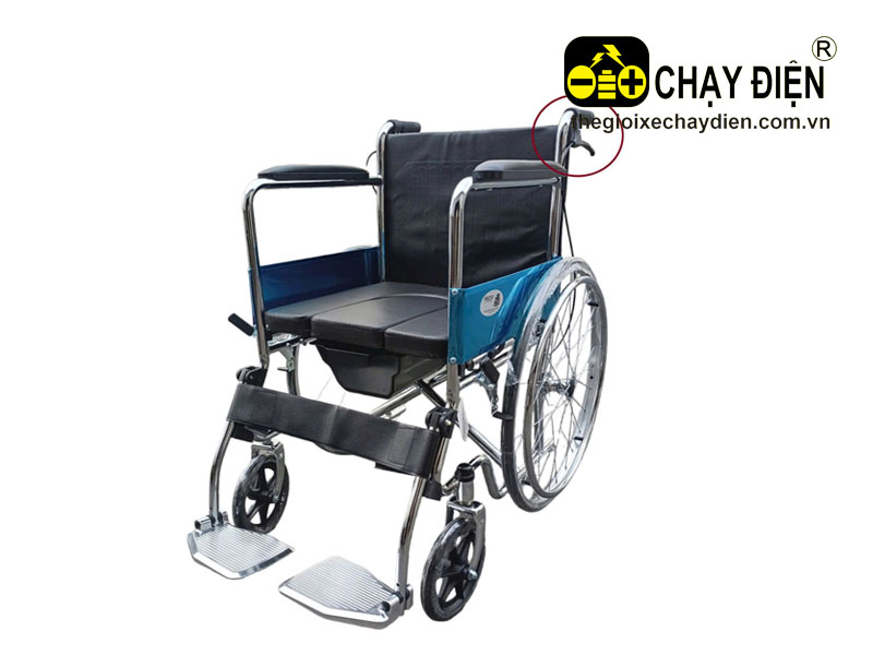 Xe lăn tay có bô vệ sinh, đệm Simili, thắng tay Lucass V-89, X-89