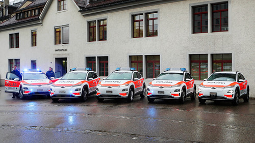 5 chiếc xe Kona Electric được chọn làm xe tuần tra của cảnh sát Thụy Sĩ