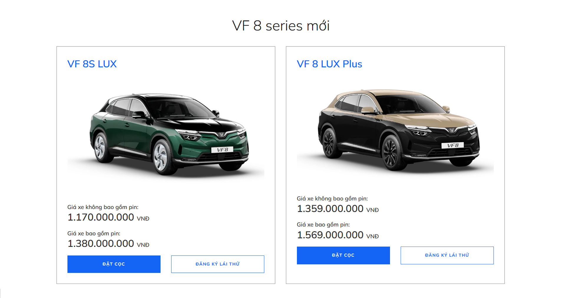 Ô tô điện Vinfast VF 8S LUX mua pin