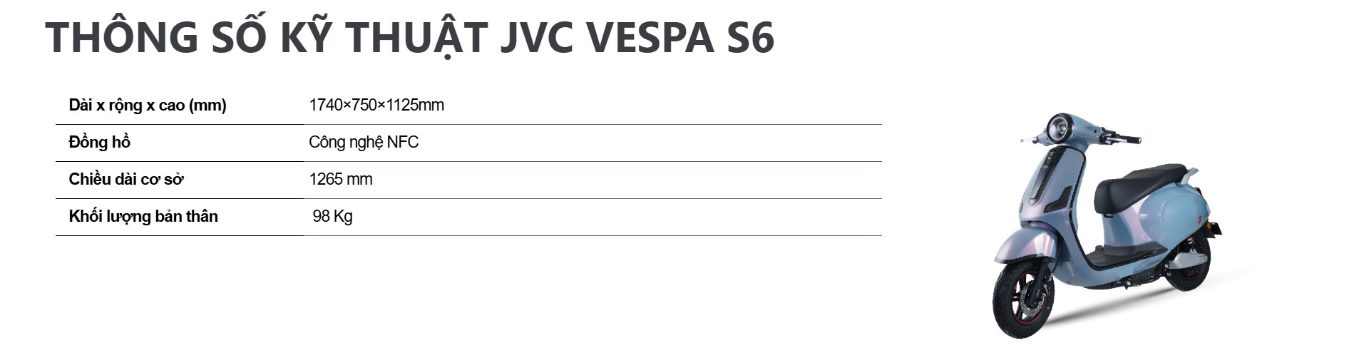 Xe máy điện JVC VESPA S6