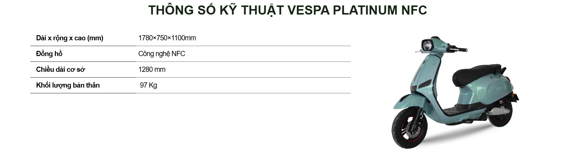 Xe máy điện JVC Vespa Platinum NFC