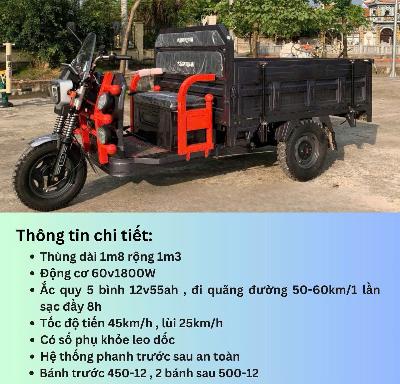 Xe 3 bánh điện nhập khẩu PT 1500kg