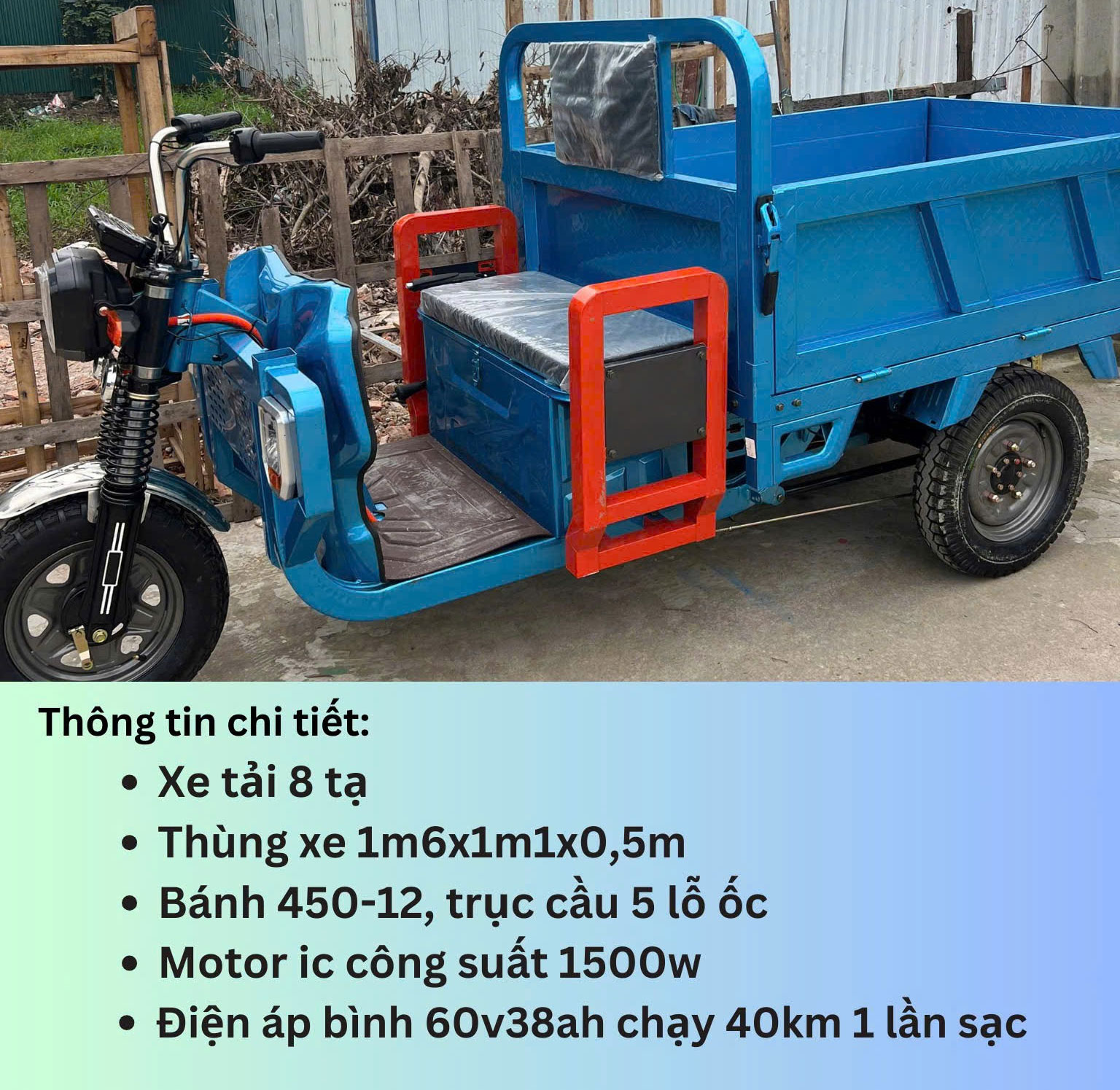Xe 3 bánh điện nhập khẩu PT 800kg