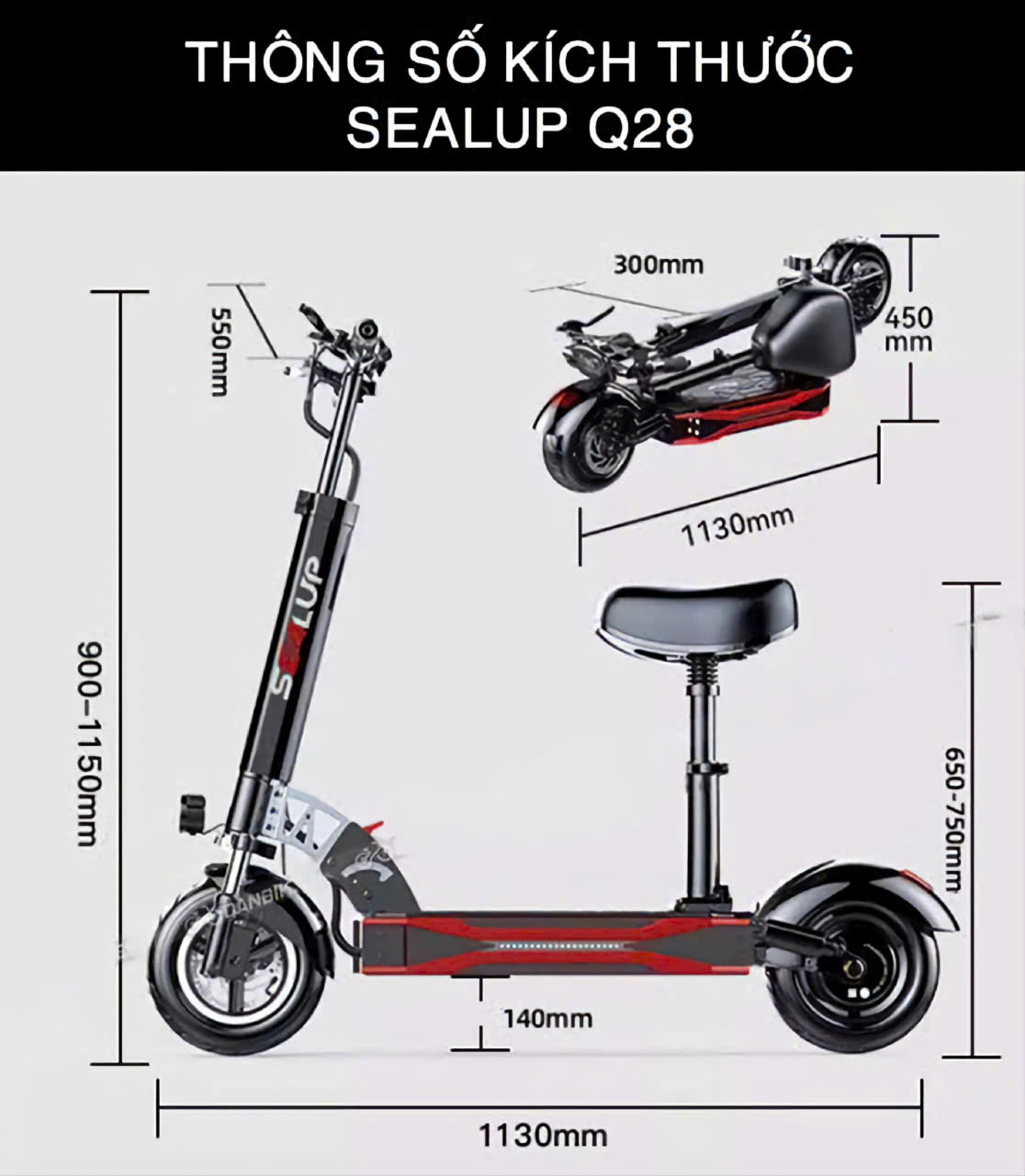Xe Scooter điện gấp gọn SEALUP Q28 60V500W
