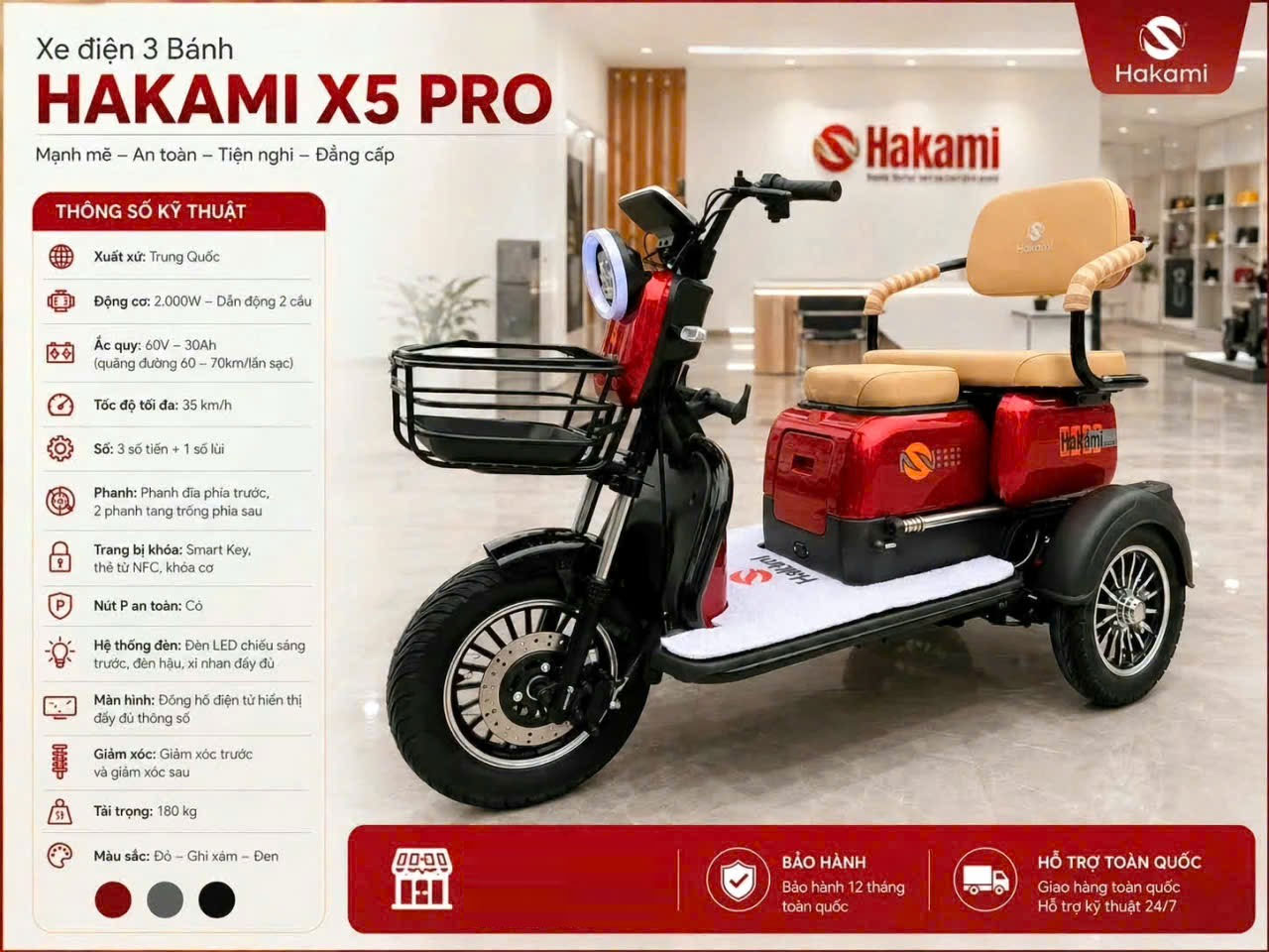 Xe 3 bánh điện Hakimi X5 Pro