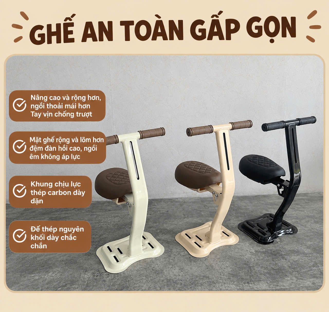 Ghế em bé gấp gọn sử dụng có xe điện Smart T1